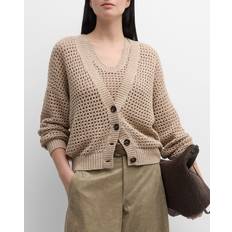 3XL - Women Cardigans Brunello Cucinelli Women's Cotton Dazzling Net Cardigan Camel Camel