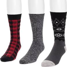 Steps Socks Muk Luks Men's Pair Pack Microfiber Boot Socks Black Black