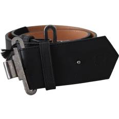 Ermanno Scervino Black Leather Vintage Military Buckle Waist Belt