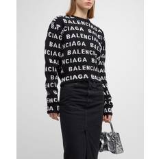 Balenciaga Pulls Balenciaga All Over Logo Sweater - Bianco/Nero