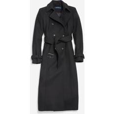 Wool Coats Cole Haan Flared Trench Black