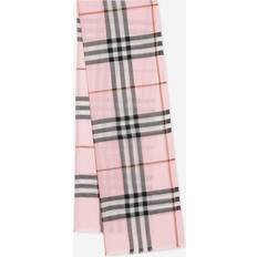 Burberry Pink Scarfs Burberry Womens Pale Candy Pink Giant Check Fringed Wool and Silk-blend Scarf