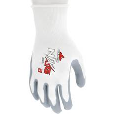 Disposable Gloves MCR Safety Ultra Tech Foam Seamless Nylon Knit Gloves White/Gray Pair/Dozen -CRW9674M