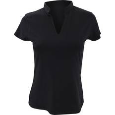 Kustom Kit Corporate Short Sleeve V-Neck Mandarin Collar Top Black 20-22