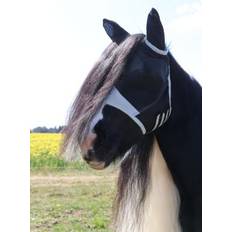 Hästhuvor på rea Shires Flyguard Flughuva Med Öron Och Pannluggshål - Svart/Grå