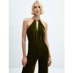 Silk Jumpsuits & Overalls Mango Maraca Velvet Jumpsuit, Dark Green