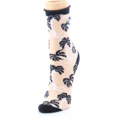 Silver - Women Socks MeMoi Palm Tree Sheer Women's Ankle Socks