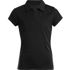 Nautica Girls' Big School Uniform Short Sleeve Performance Polo, Black