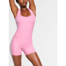 Skiing - Women Bodysuits SKIMS Womens Bubble Gum Cotton Rib Scoop-neck Stretch-cotton Playsuit