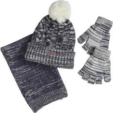 Children's Clothing Sportoli Women’s Girls’ kids 3-Piece Cable Knit Cold Weather Set Hat Scarf Glove Navy Blue Size Kids 4-7 Yrs