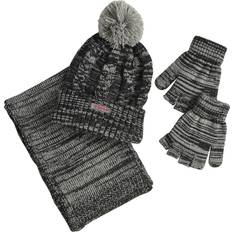 Children's Clothing Sportoli Women’s Girls’ kids 3-Piece Cable Knit Cold Weather Set Hat Scarf Glove Black Size Teens 8-16 Yrs