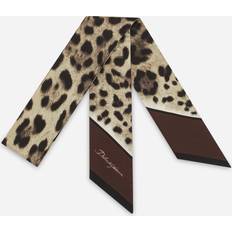 Luipaard Sjaals Dolce & Gabbana Leopard-print Twill Headscarf Brown Silk