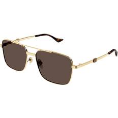 Gucci Homme Lunettes de soleil Gucci GG1441S 002 Men's Sunglasses - Gold/Brown