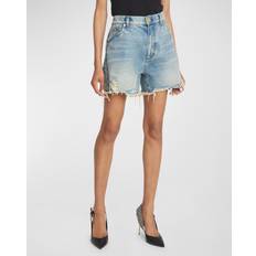 Balmain Clothing Balmain Distressed Denim Shorts - Blue