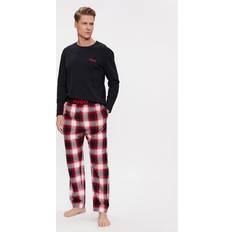 HUGO BOSS Män Soft Check Long pyjamas-set, Öppen Pink693