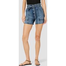 Mujer - Oro Shorts Jeans Pantalón Corto Con Lazo En La Cintura Golden Clean - Blue