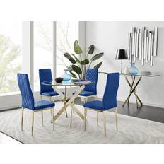 Samt Tische Novara 100cm Gold Dining Set 5pcs