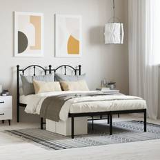 120cm - Metal Bed Frames vidaXL black, 120 Bed Base Headboard 4FT Small Double