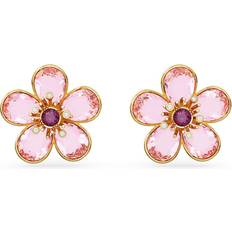 Pink Earrings Swarovski Florere stud earrings - Gold/Pink/Transparent