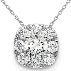 White Gold - Women Charms & Pendants 1/2 Carat ctw H-I, SI1-SI2 Lab-Grown Diamond Solitaire Halo Pendant Necklace in 14K White Gold with Chain