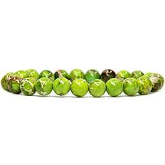 Unisex Bracelets Natural Green Agate Gemstone 8mm Round Beads Stretch Bracelet Unisex