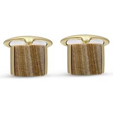 14k Cufflinks LuvMyJewelry Wood Jasper Gemstone Yellow Gold Plated Sterling Silver Men Cufflinks Yellow Yellow