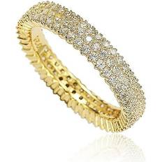 Silver Rings Golden Sterling Silver Micro-Pave White Cubic Zirconia Eternity Band