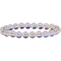 Unisex Bracelets Aqua Aura Clear Quartz Gemstone 8mm Round Beads Stretch Bracelet Unisex