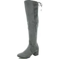 Gray - Men High Boots Sugar Womens Ollie Heels Round Toe Over-The-Knee Boots