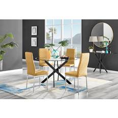 Gelb Tischgruppen Novara Black Leg Round Dining Set 120cm