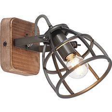 Hout Spotlights Lindby Rutger Spot 1-Lamp Zwart Bruin