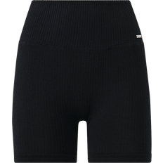 Ribbed Seamless Midi Biker Shorts - Sort