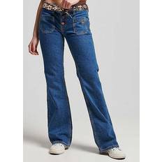 Superdry Women Jeans Superdry Women's Organic Cotton Vintage Low Rise Slim Flare Jeans Dark Blue 32x30