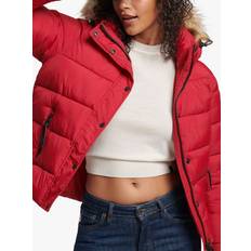 Superdry Damen Oberbekleidung Superdry Women's Kurz Geschnittene Mid Layer Kapuzenjacke Rot Größe: Rot