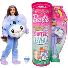 Barbie Cutie Reveal Puppe 10 Überraschungen in einer Verpackung, Plüschtierfreunde, Hase in Koala-Plüschkostüm, bewegliche Gelenke, Zubehör und Mini-Haustier, ab 3 Jahren, HRK26