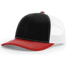 Richardson Richardson Unisex 112 Trucker Adjustable Snapback Baseball cap, Tri BlackWhiteRed, One Fits Most