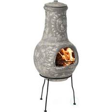 Beige Fire Pits & Fire Baskets Vintiquewise Outdoor Clay Chiminea Wood Burning