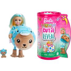 Barbie Cutie Reveal Chelsea Doll & Accessories, Animal Plush Costume & 6 Surprises Including Color Change, Teddy Bear as Dolphin, HRK30