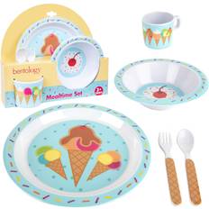 Baby Dinnerware Bentology 5 Pc Mealtime Baby Feeding Set for Kids and Toddlers Includes Plate, Bowl, Cup, Fork and Spoon Utensil Flatware Durable, Dishwasher Safe, BPA Free Ice Cream