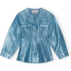 Ropa de abrigo Ganni Blue Foil Denim Jacket 694 Heather DK