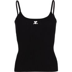 Viscose Débardeurs Courreges Logo Ribbed Top