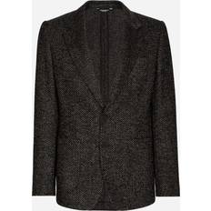 Dolce & Gabbana Grey Outerwear Dolce & Gabbana Stretch alpaca and wool tweed single-breasted jacket