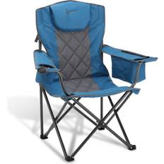 Camping & Outdoor ARROWHEAD Outdoor ARROWHEAD Outdoor Portable Folding Camping Quad Chair W/6-Can Cooler, Cup & Wine Glass Holders, Heavy-Duty Carrying Bag, Padded Armrests Wayfair Blue