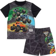 Children's Clothing Monster Jam Monster Jam Grave Digger Megalodon El Toro Loco Little Boys Pajama Shirt Shorts Black 7-8