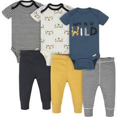 Black - Boys Jumpsuits Onesies Brand Baby Boys Bodysuits & Pants Set 6-Piece Outfit Set Sizes NB-12M