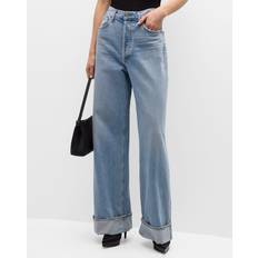 Gold Jeans Agolde Dame High-Rise Cuffed Wide-Leg Jeans Blue