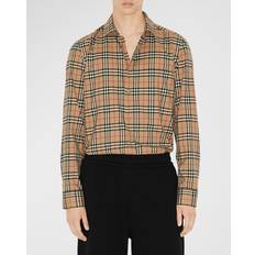 Burberry Overdele Burberry Ternet Bomuldsskjorte Med Tern - Beige