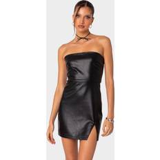 Leather Dresses Edikted EDIKTED Moon Sign Faux Leather Mini Dress Black