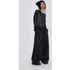 Jaded London Black Parachute Cargo Pants Black