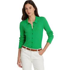 Polo Ralph Lauren Women Cardigans Polo Ralph Lauren Rib-Knit Long-Sleeve Polo Cardigan in Green Topaz